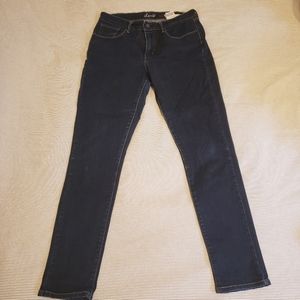 High-waisted Levi's dark blue skinny jeans